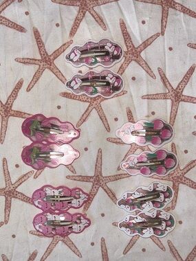 Set of Cute Pink Cartoon Snap Hair Clips